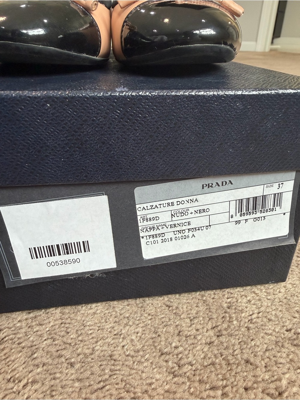 Prada Women's Two-Tone Ballet Flats - Black & Nude - Picture 4 of 8